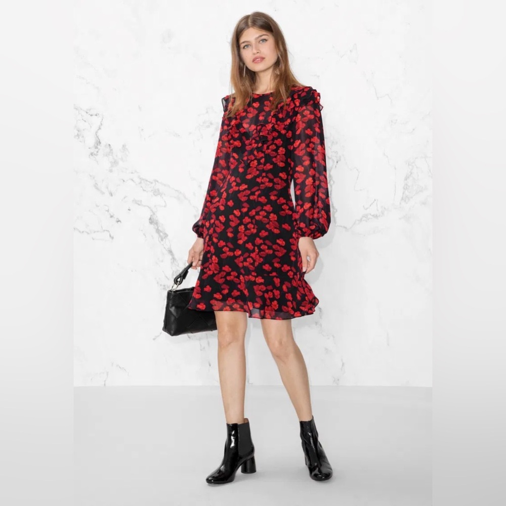 & OTHER STORIES Poppy Print Dress Long-Sleeve Size: 6